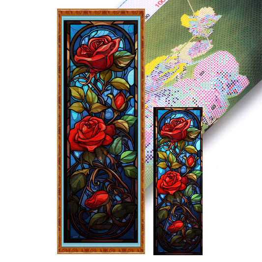 Glass Painting-Rose - 11CT Stamped Cross Stitch 30*90CM