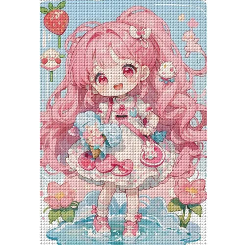 Strawberry Girl - 11CT Stamped Cross Stitch 40*60CM