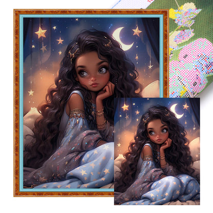 Curly Black Girl - 11CT Stamped Cross Stitch 50*60CM