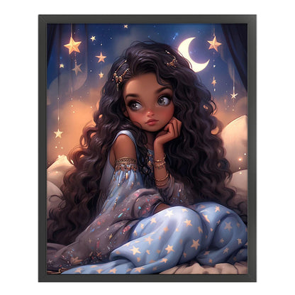 Curly Black Girl - 11CT Stamped Cross Stitch 50*60CM