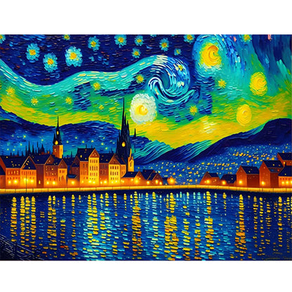 City Under The Moon - 11CT Stamped Cross Stitch 60*50CM