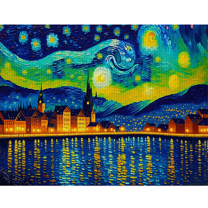 City Under The Moon - 11CT Stamped Cross Stitch 60*50CM