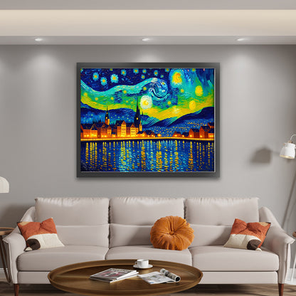 City Under The Moon - 11CT Stamped Cross Stitch 60*50CM