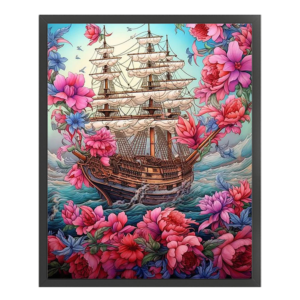 Boats And Flowers - 16CT Stamped Cross Stitch 40*50CM