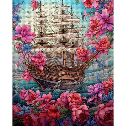 Boats And Flowers - 16CT Stamped Cross Stitch 40*50CM