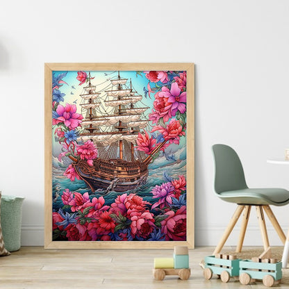 Boats And Flowers - 16CT Stamped Cross Stitch 40*50CM