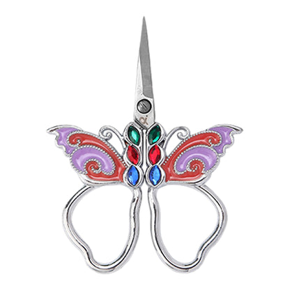 Vintage Butterfly Shape Embroidery Craft Scissor 10.9x5.9cm(Silver Purple Green)