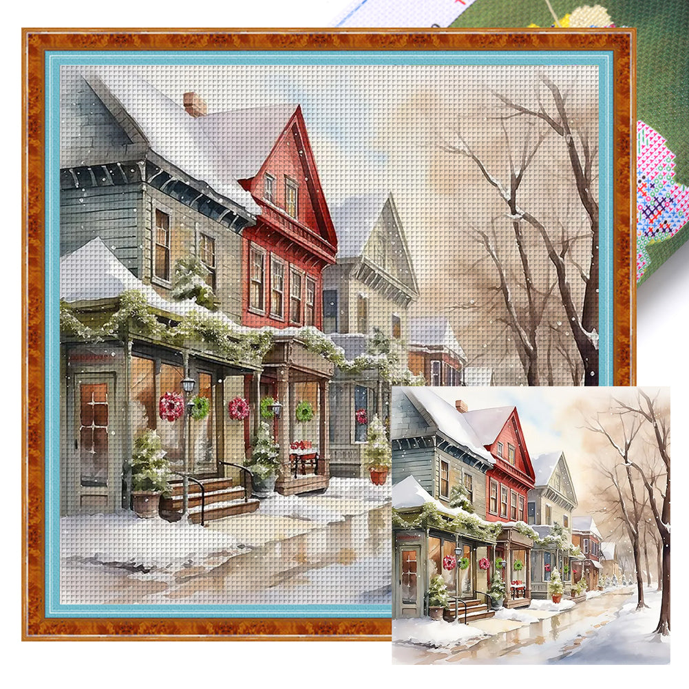 Winter House - 14CT Stamped Cross Stitch 50*50CM