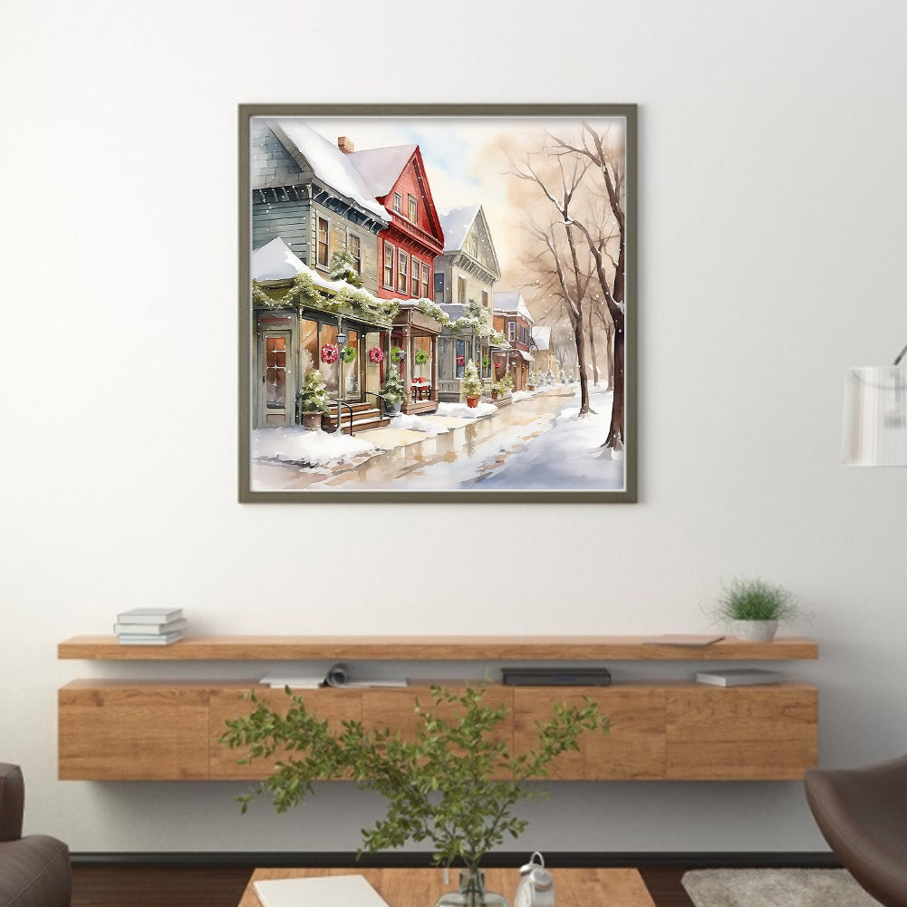 Winter House - 14CT Stamped Cross Stitch 50*50CM