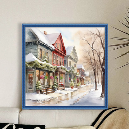 Winter House - 14CT Stamped Cross Stitch 50*50CM