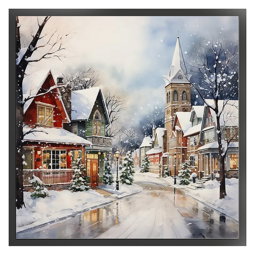 Winter House - 14CT Stamped Cross Stitch 50*50CM