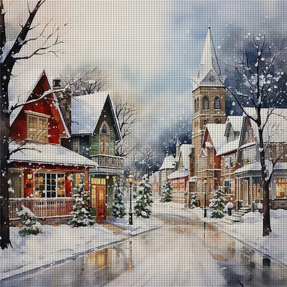 Winter House - 14CT Stamped Cross Stitch 50*50CM