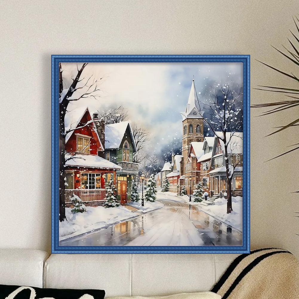 Winter House - 14CT Stamped Cross Stitch 50*50CM