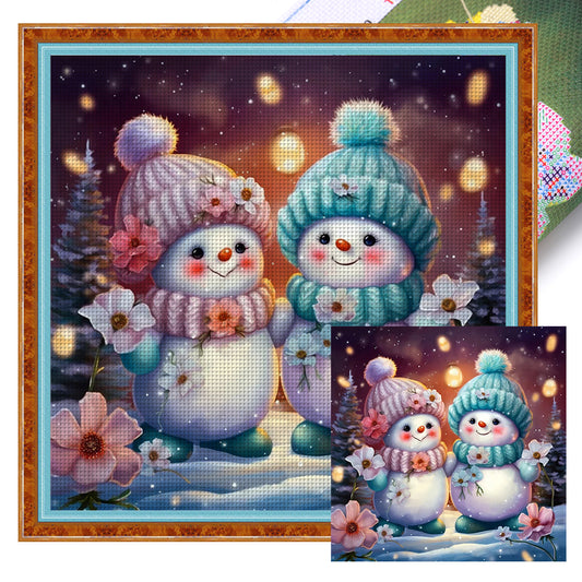 Winter Snowman - 11CT Stamped Cross Stitch 40*40CM