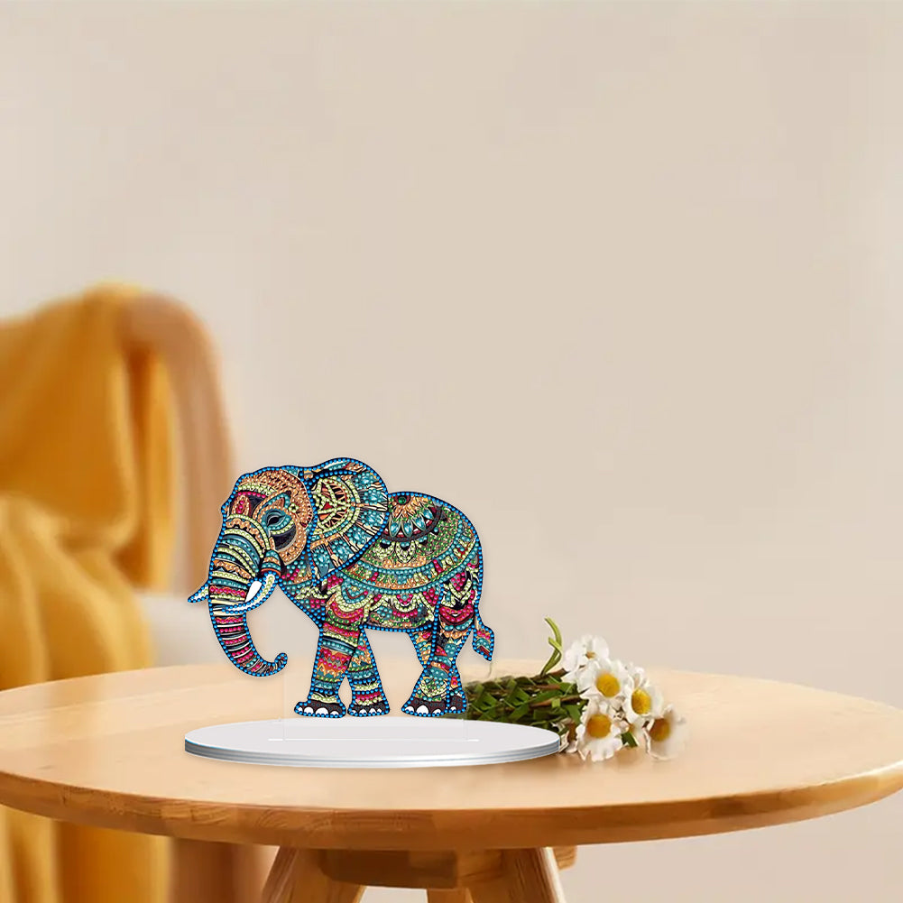 Diamond Painting Desktop Decor for Home Office Desktop Decor 20x25cm (Elephant)