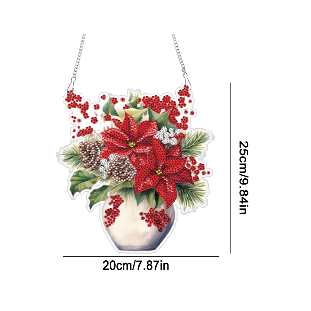 Acrylic Christmas Bouquet Single-Sided Diamond Painting Hanging Pendant 20x25cm