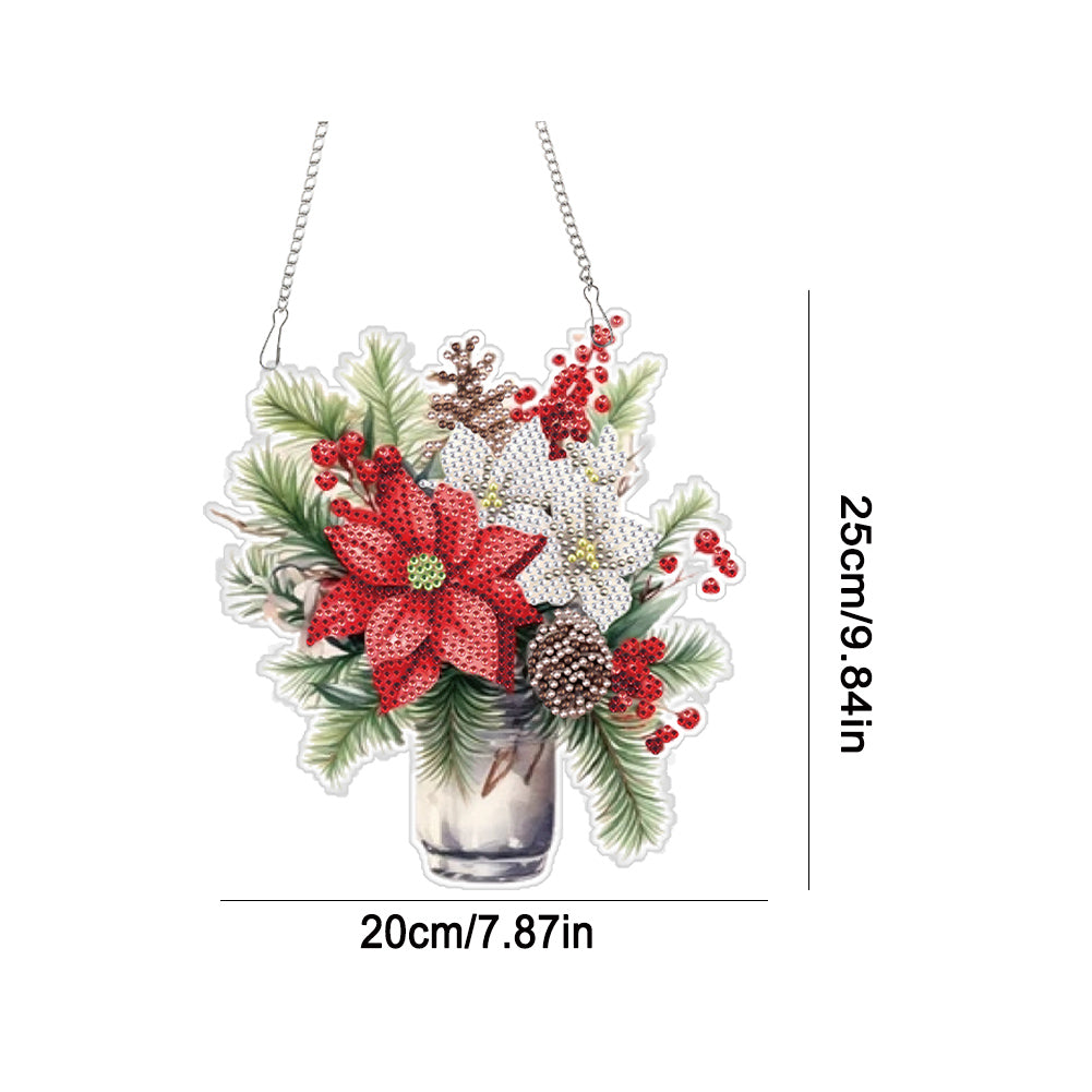 Acrylic Christmas Bouquet Single-Sided Diamond Painting Hanging Pendant 20x25cm