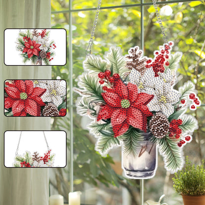 Acrylic Christmas Bouquet Single-Sided Diamond Painting Hanging Pendant 20x25cm