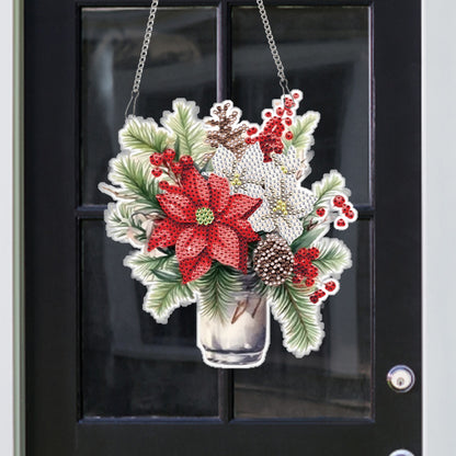 Acrylic Christmas Bouquet Single-Sided Diamond Painting Hanging Pendant 20x25cm