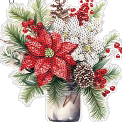 Acrylic Christmas Bouquet Single-Sided Diamond Painting Hanging Pendant 20x25cm