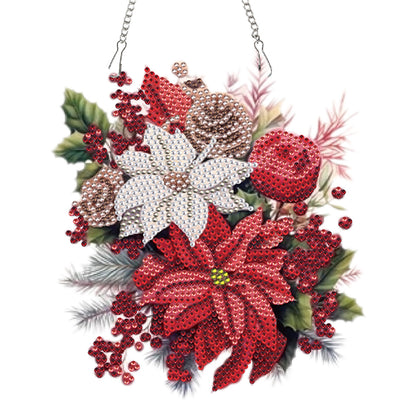 Acrylic Christmas Bouquet Single-Sided Diamond Painting Hanging Pendant 20x25cm