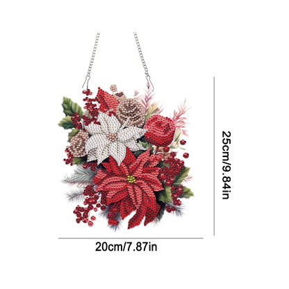 Acrylic Christmas Bouquet Single-Sided Diamond Painting Hanging Pendant 20x25cm