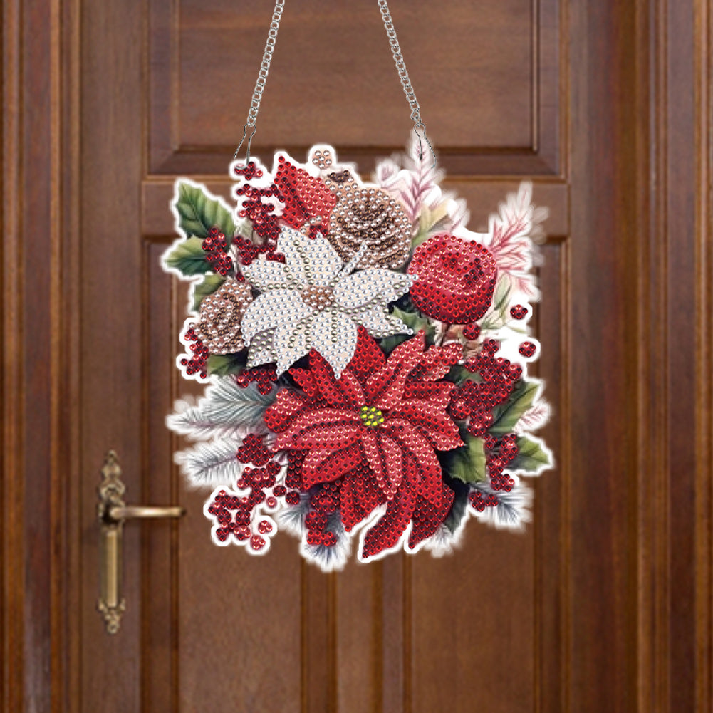 Acrylic Christmas Bouquet Single-Sided Diamond Painting Hanging Pendant 20x25cm