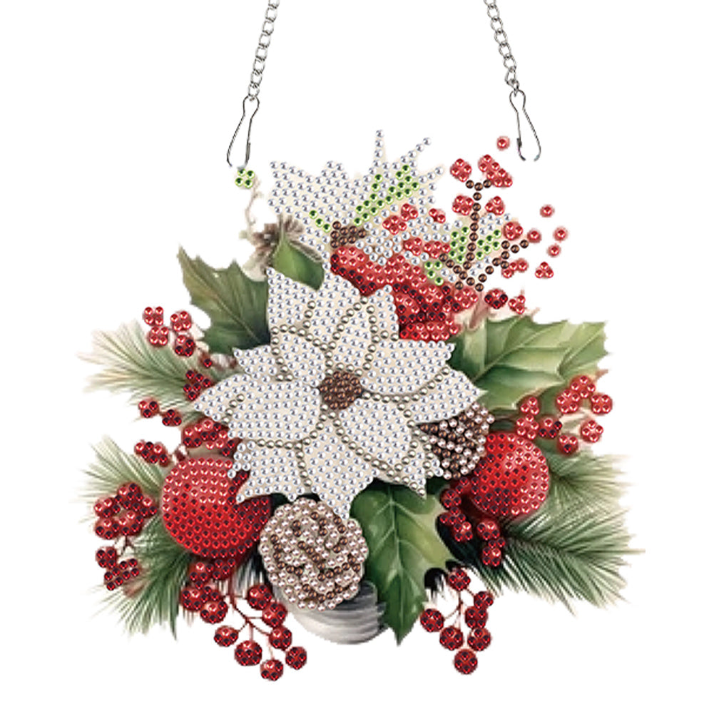 Acrylic Christmas Bouquet Single-Sided Diamond Painting Hanging Pendant 20x25cm