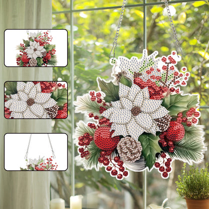 Acrylic Christmas Bouquet Single-Sided Diamond Painting Hanging Pendant 20x25cm