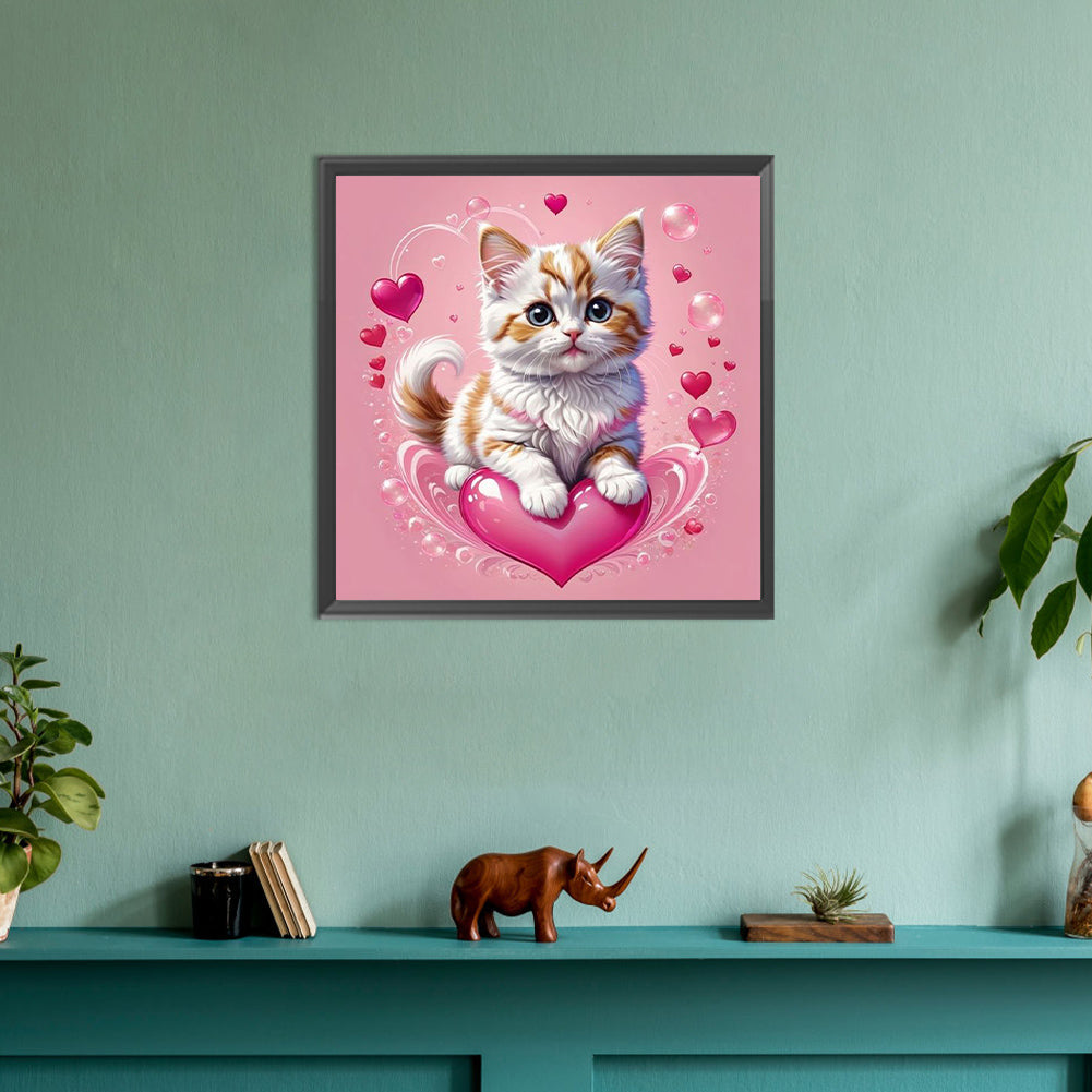 Valentine Love Kitten - Full Round Drill Diamond Painting 30*30CM