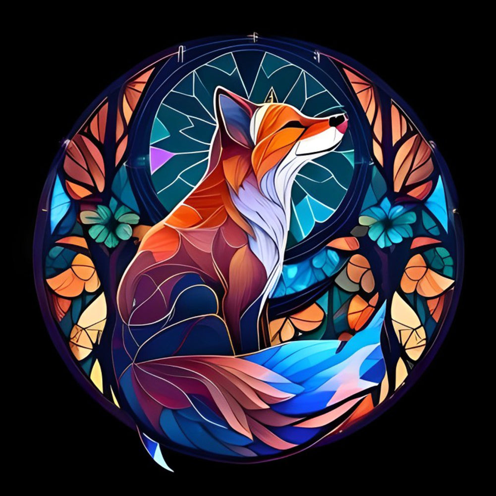 Fox Glass Painting - Full Round Drill Diamond Painting 30*30CM