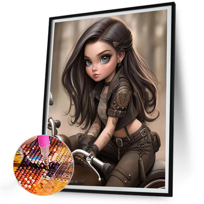 Curly Hair Big Eyed Girl - Full Round Drill Diamond Painting 30*40CM