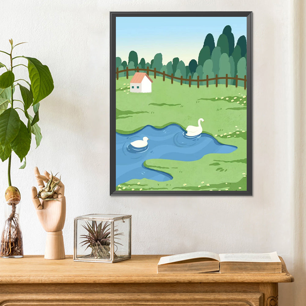 Cartoon Landscape Painting - Full Round Drill Diamond Painting 30*40CM