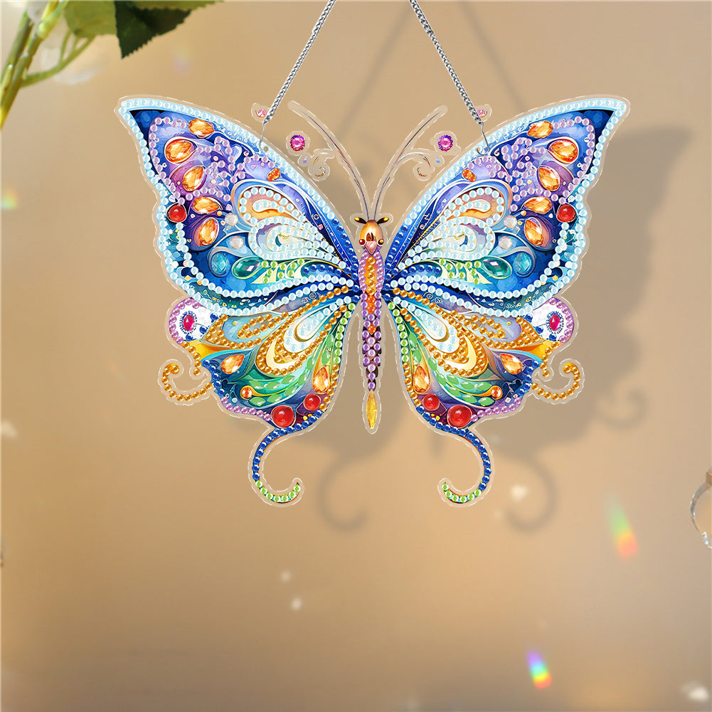 Acrylic Single-Sided DIY Diamond Painting Hanging Pendant (Colorful Butterfly)