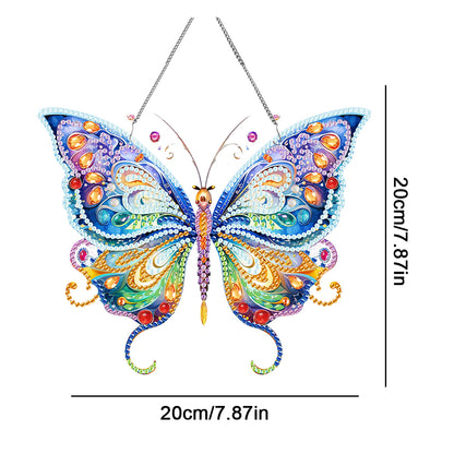 Acrylic Single-Sided DIY Diamond Painting Hanging Pendant (Colorful Butterfly)