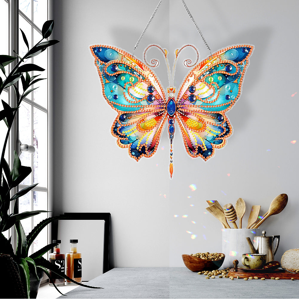 Acrylic Single-Sided 5D DIY Diamond Painting Hanging Pendant (Butterfly)