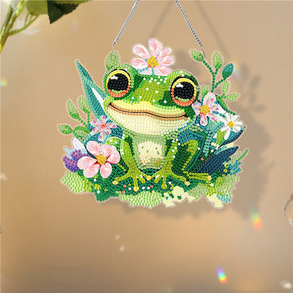 Acrylic Single-Sided Diamond Painting Hanging Pendant for Home Wall Decor (Frog)