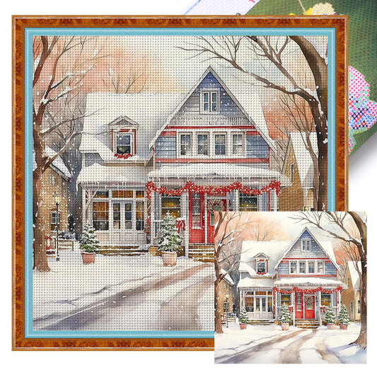 Winter House - 14CT Stamped Cross Stitch 50*50CM