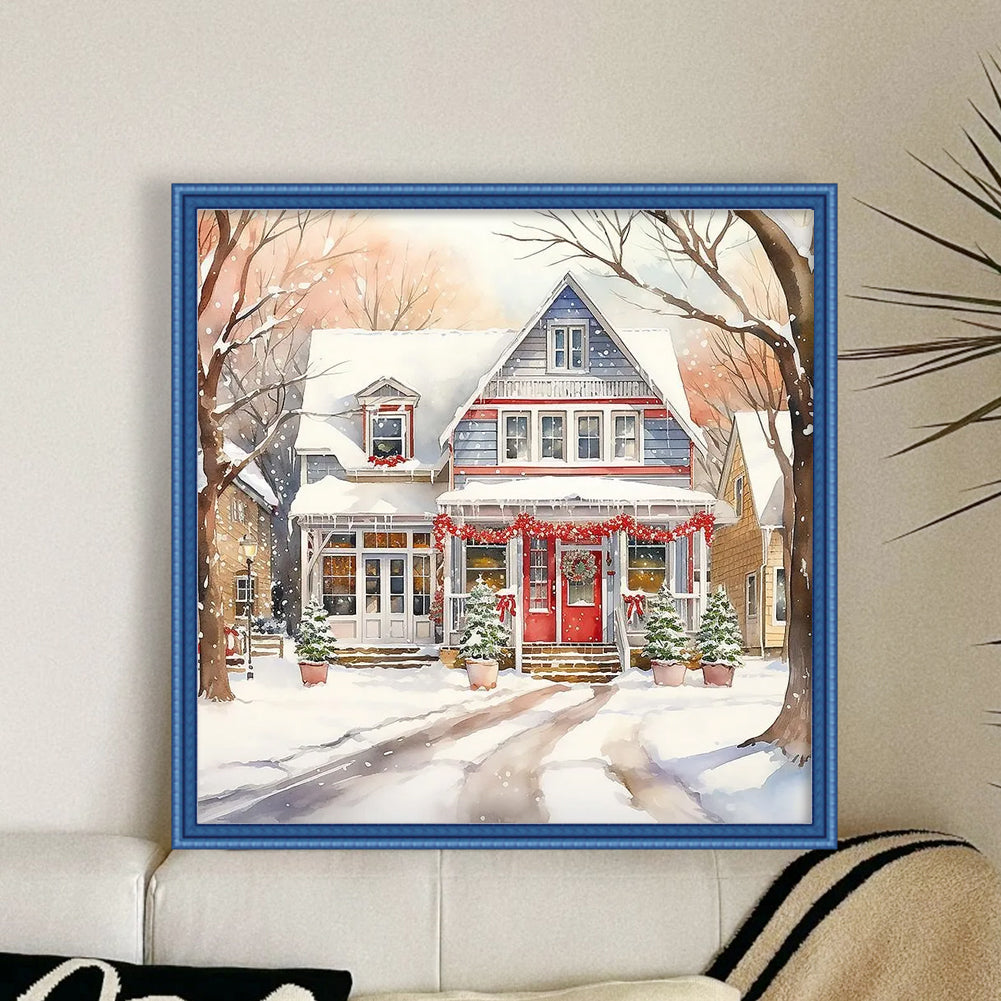 Winter House - 14CT Stamped Cross Stitch 50*50CM