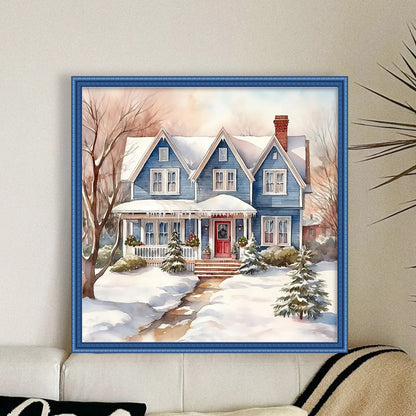 Winter House - 14CT Stamped Cross Stitch 50*50CM