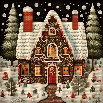 Winter House - 14CT Stamped Cross Stitch 50*50CM