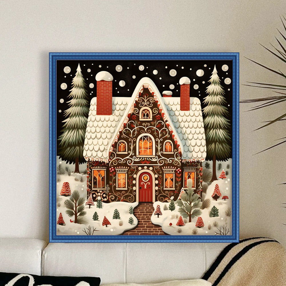 Winter House - 14CT Stamped Cross Stitch 50*50CM