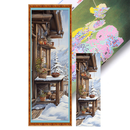 Snow Scene Outside The House - 11CT Stamped Cross Stitch 30*90CM