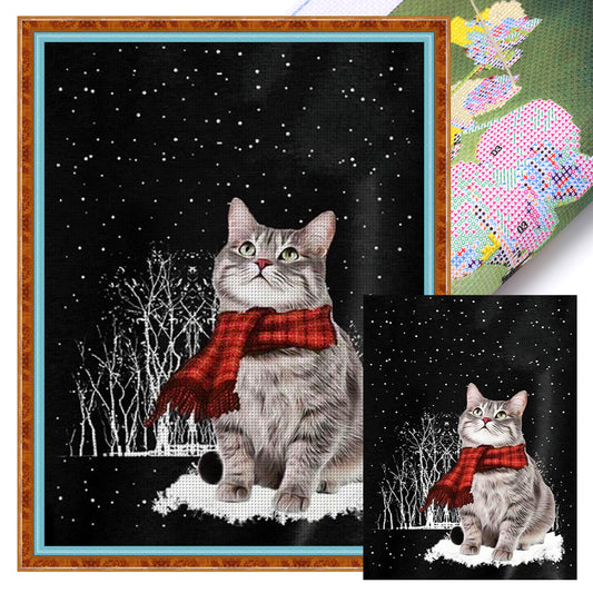 Winter Kitten - 11CT Stamped Cross Stitch 40*55CM