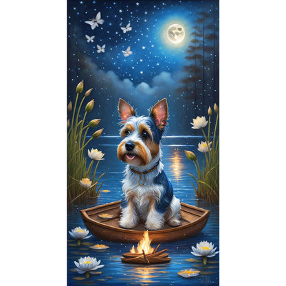 Puppy Under The Moon - 11CT Stamped Cross Stitch 40*70CM