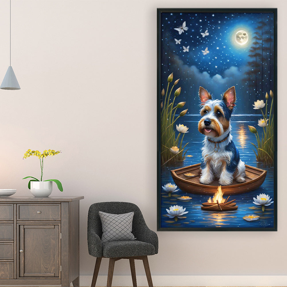 Puppy Under The Moon - 11CT Stamped Cross Stitch 40*70CM