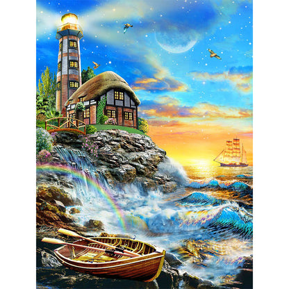 Sea Lighthouse - 16CT Stamped Cross Stitch 45*60CM