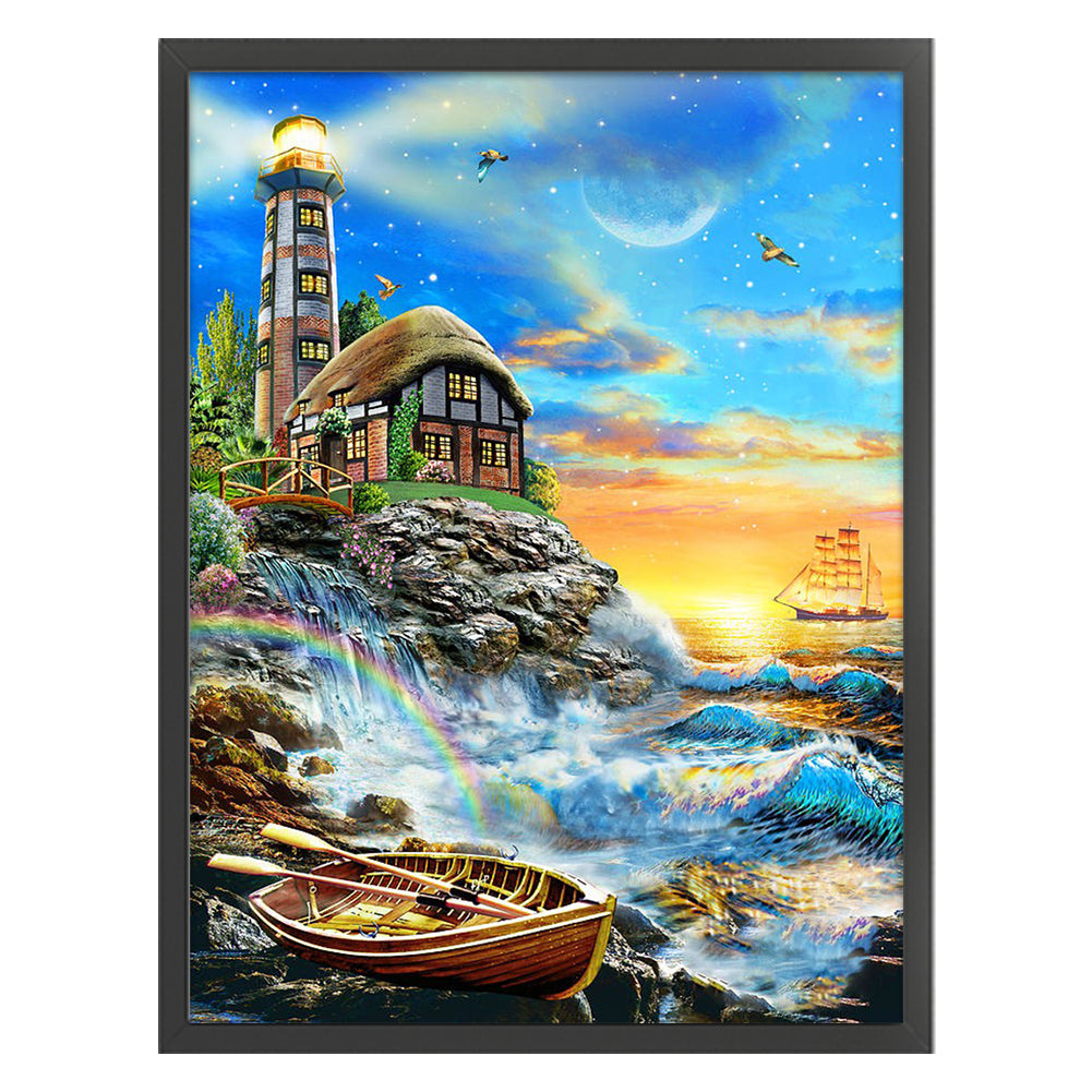 Sea Lighthouse - 16CT Stamped Cross Stitch 45*60CM