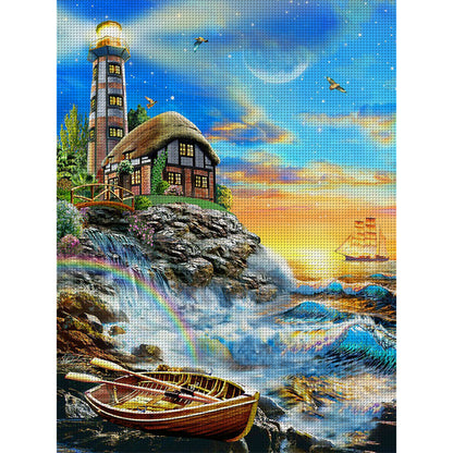 Sea Lighthouse - 16CT Stamped Cross Stitch 45*60CM