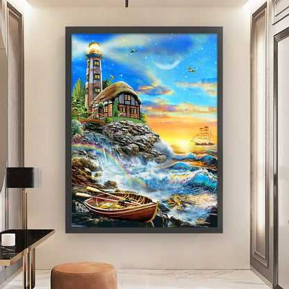 Sea Lighthouse - 16CT Stamped Cross Stitch 45*60CM